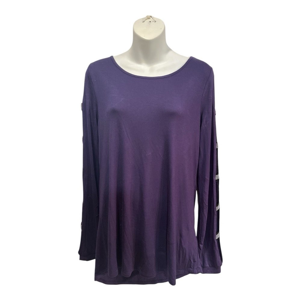 Cable & Gauge Long Sleeve Top in Rich Purple. Size large
